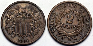 1864 Two Cent Piece - Picture 1 of 1