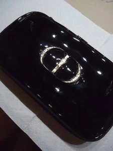 DIOR HOLIDAY COUTURE EMPTY Black Patent Zipped Makeup Bag Brush Holder New + Box - Imagen 1 de 11