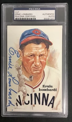 Ernie Lombardi Signed Perez Steele Postcard Cut Index Reds Autograph PSA/DNA - Image 1 of 3