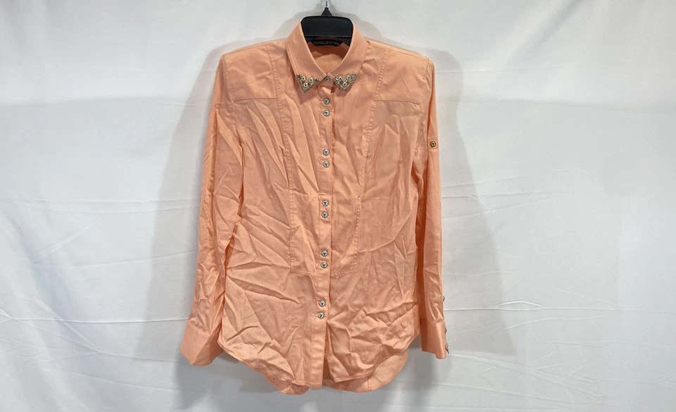 Pierre Balmain Womens Orange Embellished Collar Blouse Size 36 - Image 1 of 4