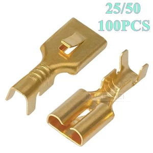 6.3mm Electrical Wiring Spade Pickling Crimp Female Socket Pin Terminals Contact - Picture 1 of 2