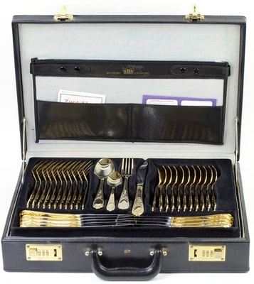 SBS Solingen Besteck Koffer WIEN 70-teilig 12 Personen 23/24 Karat Vergoldet - Bild 1 von 4