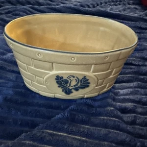 Pfaltzgraff Volkskunst Oval Korbgeflecht Pflanzgefäß Posthalter 8” x 4,5” - Bild 1 von 5