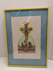 LOUIS MONZA Drawing Surrealist Expressionist Original Woman Crucified Signed  - Picture 1 of 12
