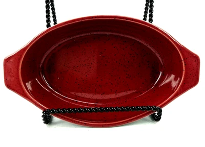 Plato de panadero Denby HARLEQUIN Langley 8 7/8" ovalado Au gratinado rojo verde gres Foto 1 de 4