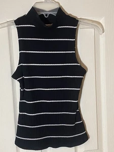 Schwarz weiß gestreiftes geripptes Top Shirt Gr. XS - Bild 1 von 3