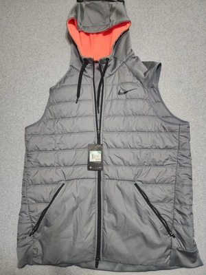 Nike Vest Men's XL Grey Gray Dri-FIT Hooded Puffer Insulated Full Zip 864121-055 - Image 1 of 4