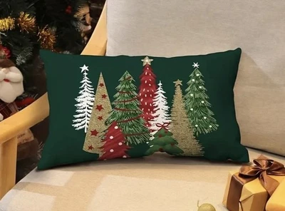 Kissenhülle Kissenbezug Weihnachtsbaum 🌲 Tannen Winter Dekokissen 30 × 50 cm - Bild 1 von 4