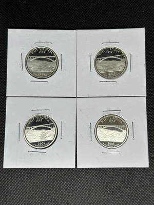 Four - 2005 S West Virginia 90% SILVER Deep Cameo "PROOF" State Quarter Coins - Image 1 of 2