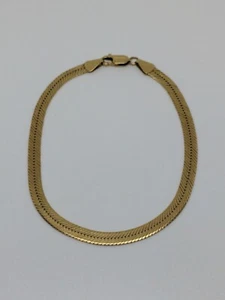 14k Yellow Gold Flat Italy Chain Bracelet 8" - Picture 1 of 9
