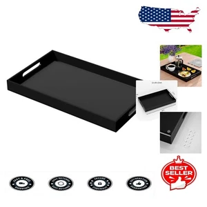 Elegant 12x20 Acrylic Organizer Tray with Handles - Non-Slip, Black Finish - Picture 1 of 10