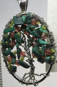 E050 Baum des Lebens im ovalen Traumfänger Ring auf 12" Kette - Bild 1 von 3