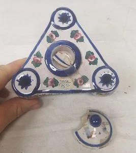 Antique Vintage Pottery Faience Majolica Maiolica Inkwell Aladdin France As Is - Picture 1 of 5