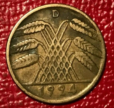 BETTER GRADE 1924 D 10 RENTENPFENNIG COIN-APR074 - Image 1 of 2