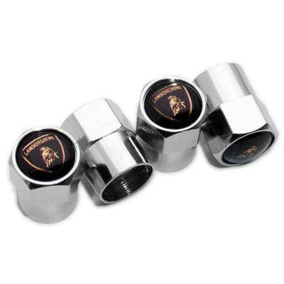 Tapas de válvula de aire de neumáticos para llantas de coche Lamborghini de ajuste hexagonal 4 piezas vástago cubierta antipolvo plateada Foto 1 de 4