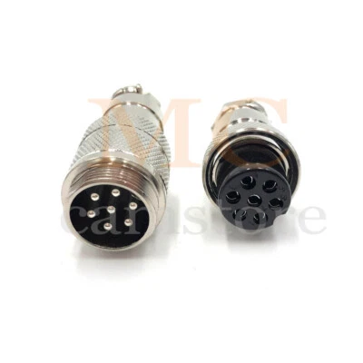 GX20 Aviation Plug 7-Pin Metal Male + Female Panel Cable Docking Connector - Image 1 of 4