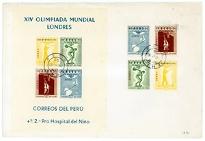 PERU Wembley - Melbourne OLYMPICS S/S C78-81,81a ON RARE LARGE COVER - Picture 1 of 3