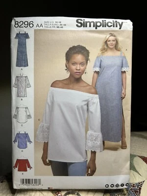 UNCUT FF Simplicity Sewing Pattern 8296 Size 10-18 Dress Top Tunic Cold Shoulder - Image 1 of 4