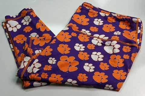 ZooZatz Multi Clemson Tigers Stacked Mascot Leggings Woman's XXL 37" x 30" Cover