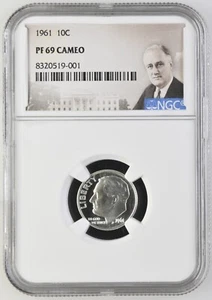 1961 Roosevelt Dime 10C NGC PF 69 Cameo - Picture 1 of 2