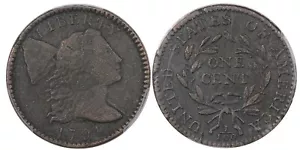 1794 PCGS VF+ dettagli capelli fluenti grande centesimo, testa del 1795, bel marrone choc! - Foto 1 di 5