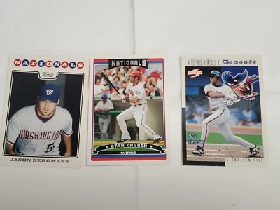 Lote de 3 tarjetas coleccionables Topps 1976-2008 de los Nacionales de Washington muy buenas Foto 1 de 4