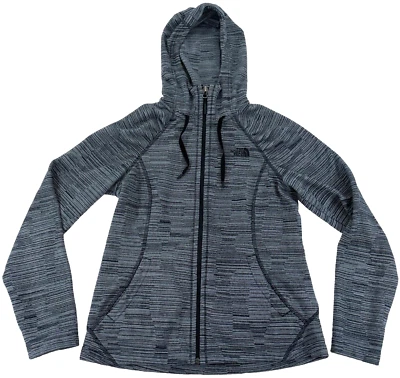 North Face 女式夹克 Heather Gray MezzaLuna Active Fleece 全拉链连帽衫 SM — 第 1/4 张图片