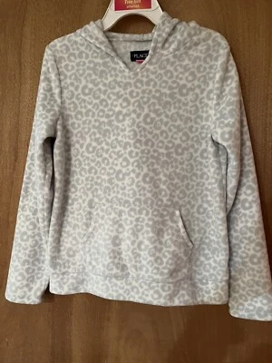 Moletom com capuz de lã com estampa de chita tamanho XL branco/cinza para meninas - Imagem 1 de 3