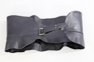 Black Soft Leather Wide Waist Belt Size L - Picture 1 of 17
