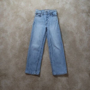 Levi's Ribcage Straight Leg Jeans Womens 26 Blue Stretch Denim Button fly - Picture 1 of 15