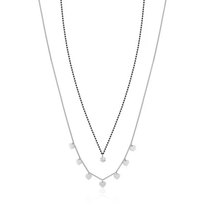 Collana donna in acciaio a doppio filo con cuori Luca Barra CK1778 - Immagine 1 di 2