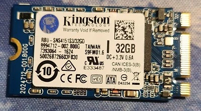 Kingston 32GB  M.2 SSD Acer Dell HP Hard Drive RBU-SNS4151S3/32GD - Image 1 of 2