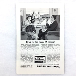 British Railways 1961 anuncio impreso vintage cupón de ahorro ventana de tren viaje familiar - Imagen 1 de 1