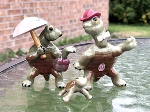 MCM Freeman McFarlin Potteries Turtle Family On Sunday Promenade Set Of 3- HTF! - Picture 1 of 13