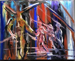 "Gundam", #michaelscottwoodcock Abstraktes Ölgemälde Leinwandbild - Bild 1 von 3