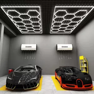 14Grid Hexagon LED Lampe Röhren Werkstatt Garage Wand Decken Leuchte Beleuchtung - Bild 1 von 26