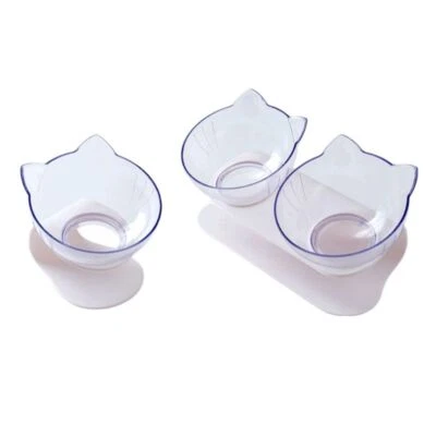 Alimentador Elevado para Perros y Gatos 15° Inclinado Plástico Doble Cuencos con Soporte Elevado Foto 1 de 4