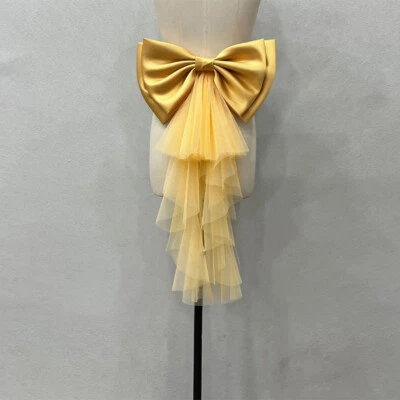 Lazo de boda satinado con volantes tul lolita nudo nupcial accesorios nupciales decoración Foto 1 de 4