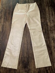Hugo Buscati Collection Vintage Ivory Leather Pants womens Size 6 Lined 90's