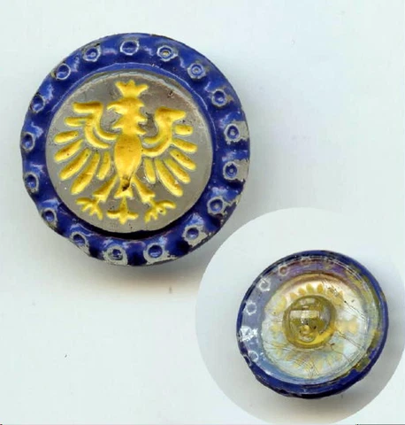 Painted CLEAR GLASS GERMAN EAGLE /Bundesadler/Reichsadler Impress design button Cover