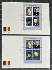 Chad 2019 (2 First Day Covers) Winston Churchill Aviation (PERF. + IMPERF.) - Picture 1 of 3