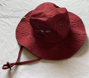 Red Damariscotta Maine Bucket Hat Cap Lacrosse 58 cm JHATS Leather Fishing USED - Picture 1 of 7