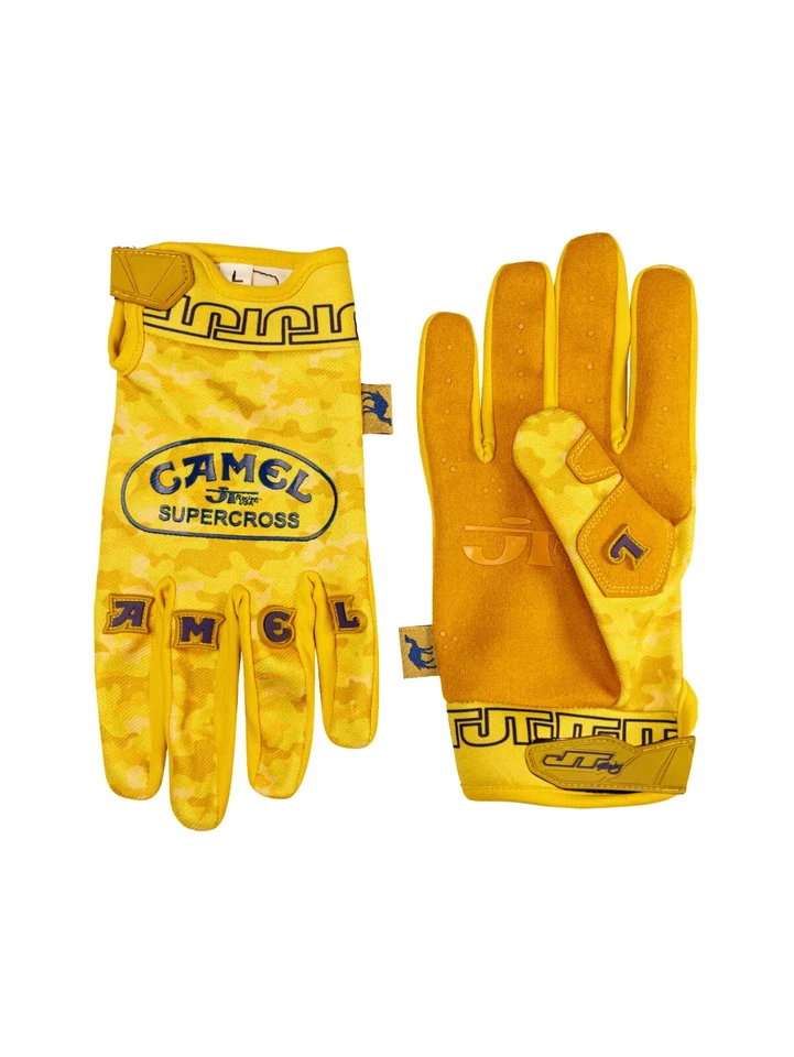 Official JT Racing Vintage Camel Yellow Racing Gloves BMX/Motocross S/M/L/XL/XXL - Image 1 of 4