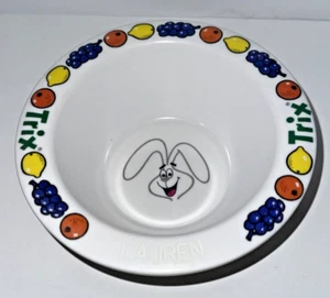 Vintage Trix Rabbit Cereal Bowl 6" Personalized Name LAUREN Mail Away Premium - Picture 1 of 3