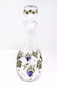Jarra de vino pintada a mano vintage jarra con tapa de tapón de vidrio, uvas 32 oz. - Imagen 1 de 7