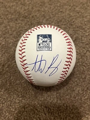 Anthony Rizzo 2021 Lou Gehrig Día Logo Auto Béisbol MLB Holograma Yankees Cubs Foto 1 de 3