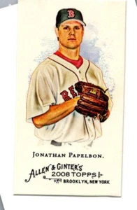 2008 TOPPS ALLEN & GINTER'S BASEBALL MINI 105 JONATHAN PAPELBON RED SOX - Picture 1 of 2