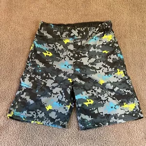 CHEROKEE Boys Swim Trunks Size Medium Blue Gray Yellow Digital Camouflage - Picture 1 of 6