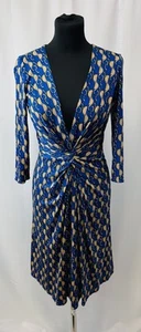 Issa London V Neck Knot Detail Long Sleeve Jersey Dress Size UK 8 - Picture 1 of 6