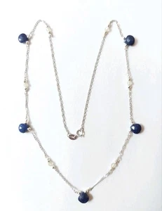 Collana in argento 925 singapore con lapislazzuli a goccia prenite ed ematite - Foto 1 di 7